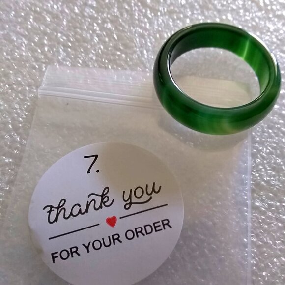 Multi-Hued Green Bands ~ Agate Stone Ring Size 7 ~ Friendship + Promise Rings - Picture 12 of 12